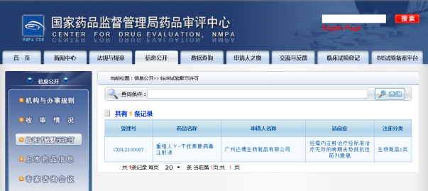 E10B獲得國家藥品監(jiān)督管理局的I期臨床試驗(yàn)批件